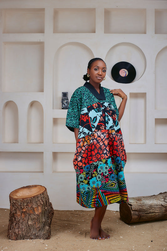 DARA Ankara Dress| Ready-To-Wear Nigerian Dress| African Boubou Maxi Dress.