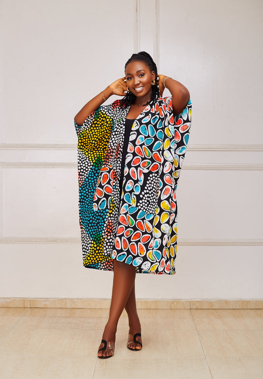 LAYO Ankara Kimono |Ready-To-Wear| Nigerian Dress |Ankara Dress |African Boubou Maxi Dress.