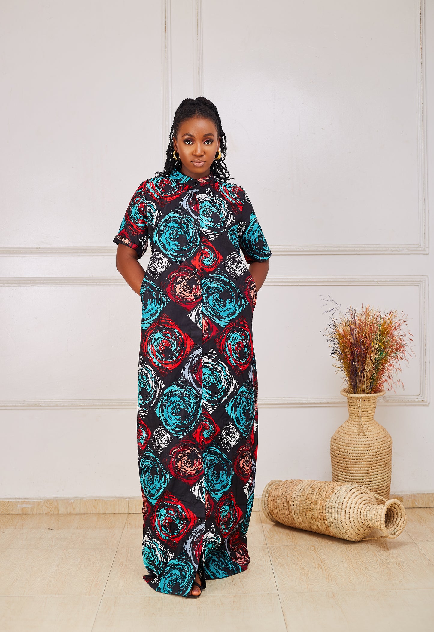 JADE Buttoned-down Dress| Ready-To-Wear| Women Fashion| Nigerian Dress |Ankara Dress |African Boubou Maxi Dress.