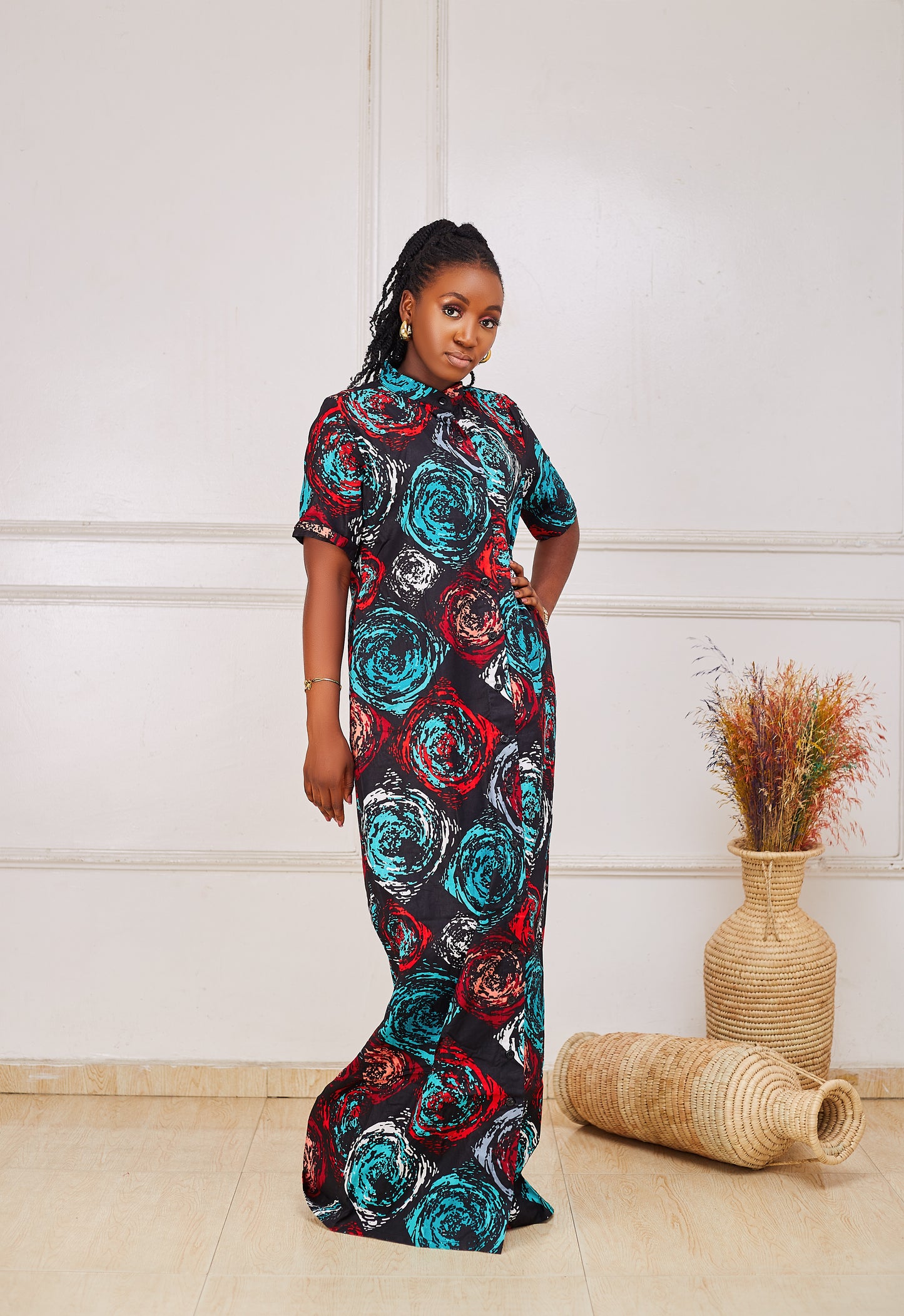 JADE Buttoned-down Dress| Ready-To-Wear| Women Fashion| Nigerian Dress |Ankara Dress |African Boubou Maxi Dress.