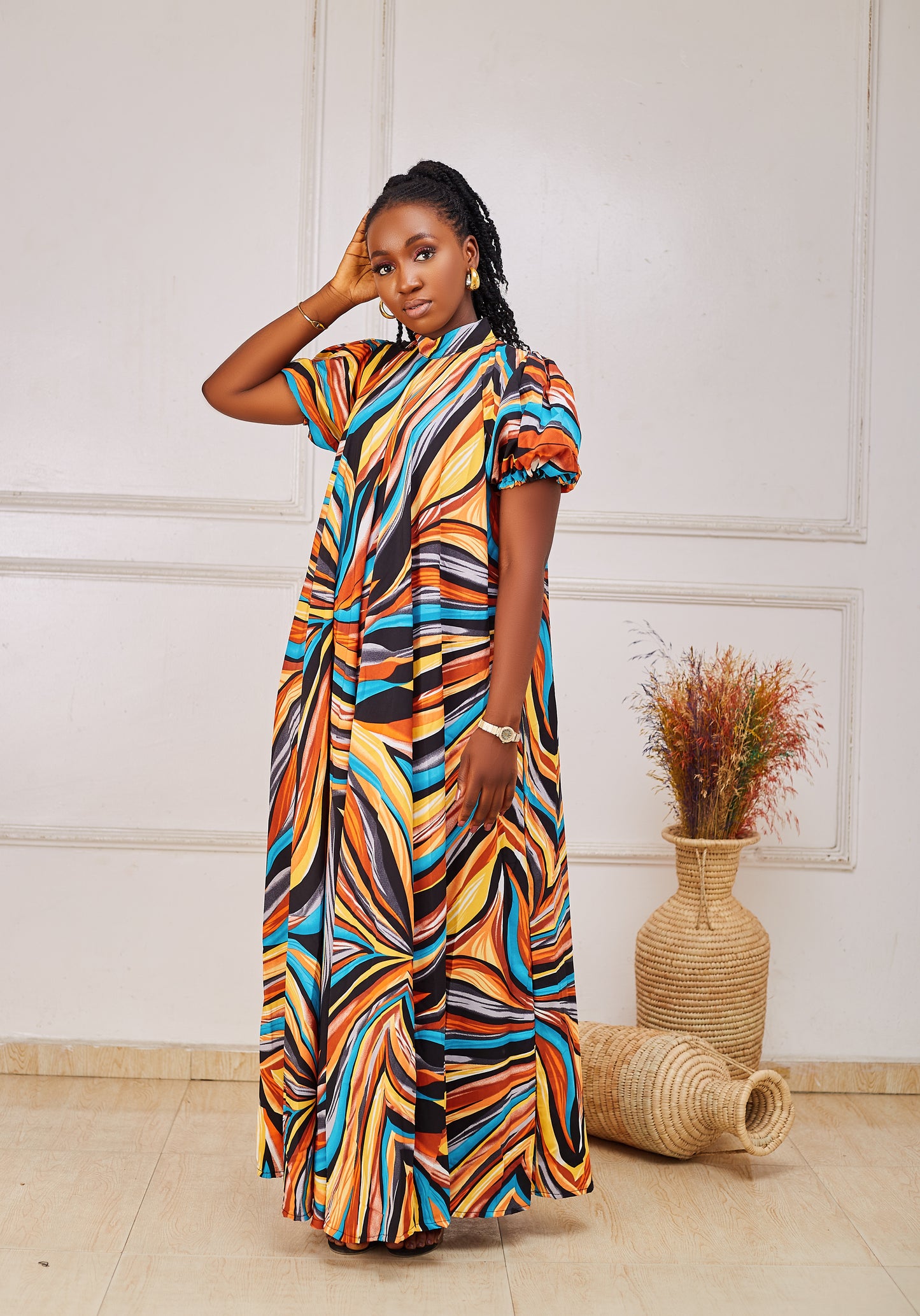 ADDY Turtleneck Dress| Ready-To-Wear| African Print Dress | Boubou Maxi Dress.